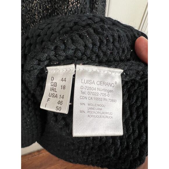 Luisa Cerano Black Brown Chunky Knit Sweater Wool Blend Round Neck Size 14 Soft - Picture 5 of 7
